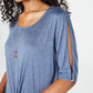 BCX Juniors' Twist-Front Necklace Top Blue Size Small
