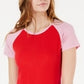 Hippie Rose Juniors' Colorblocked Rib Knit Baseball T-Shirt Red/Pink Size Large