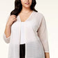 Alfani Women's Plus Illusion-Stripe Cardigan Blue Size 4X