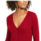 INC International Concepts Women's Long Sleeve V Neck Top Red Size Small