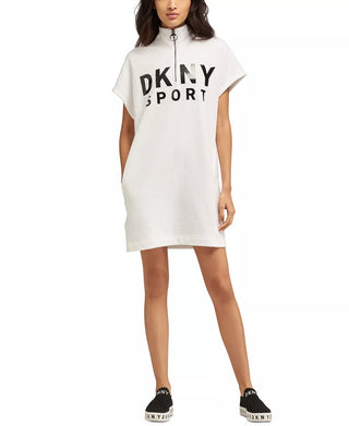 DKNY Women's Sport Shadow-Logo Dress White Size Medium