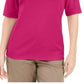 Karen Scott Women's Button-Detail V-Neck Top Pink Size Medium