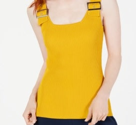 Bar III Women's Buckle Tank Top Gold Size X-Small