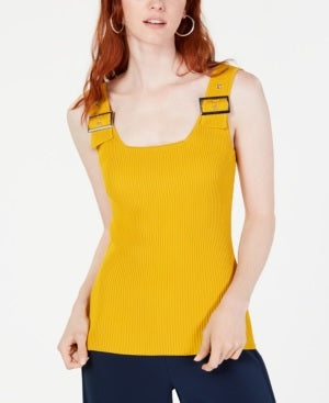 Bar III Women's Buckle Tank Top Gold Size X-Small
