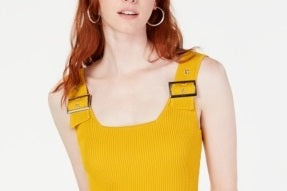 Bar III Women's Buckle Tank Top Gold Size X-Small