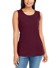 Karen Scott Women's Cotton Tank Top Dark Brown  Size Large