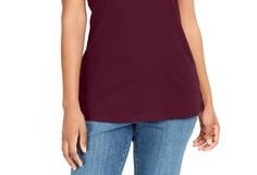 Karen Scott Women's Cotton Tank Top Dark Brown  Size Large