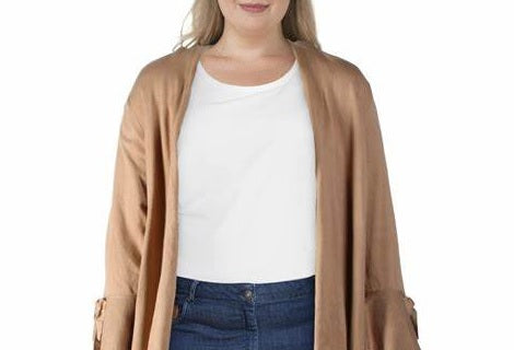 Alfani Women's Tie-Sleeve Cardigan Gold Size XX-Large