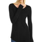 INC International Concepts Women's Asymmetrical Ribbed Tunic  Black Size X-Large