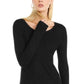 INC International Concepts Women's Asymmetrical Ribbed Tunic  Black Size X-Large