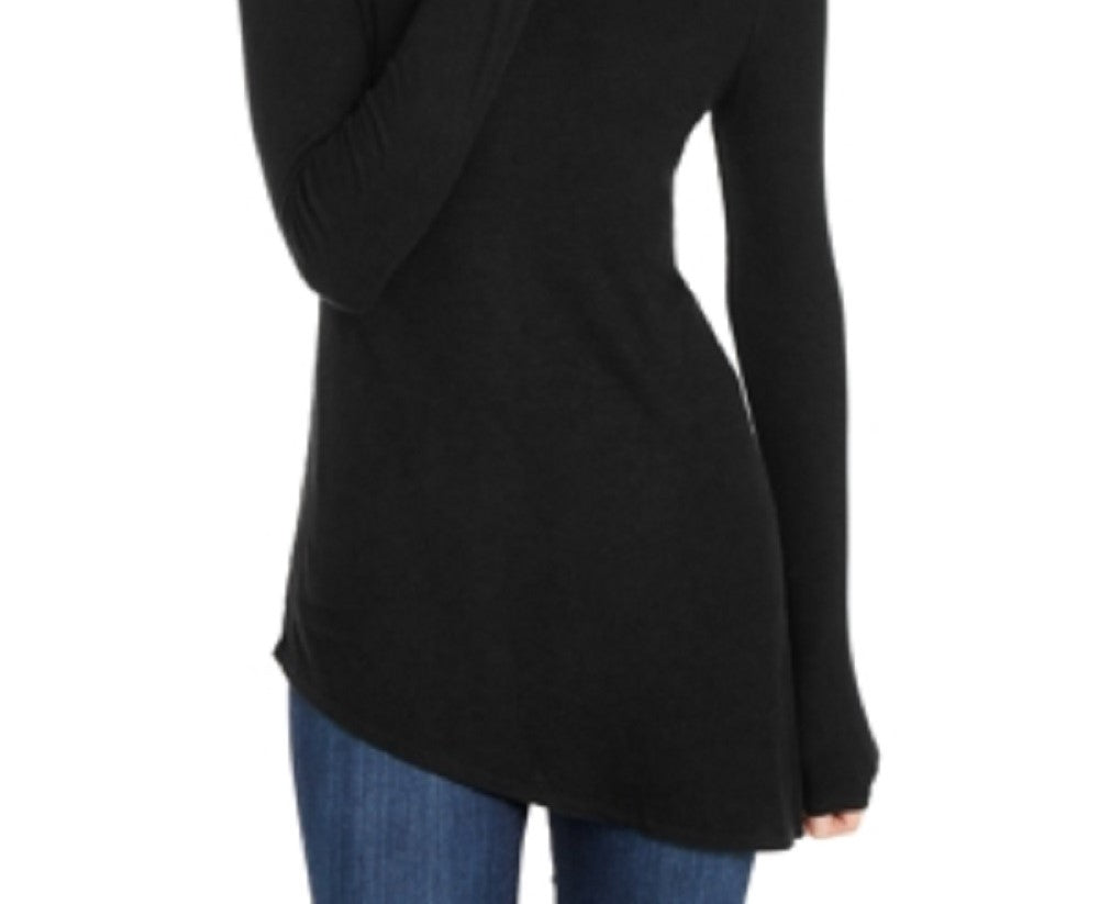 INC International Concepts Women's Asymmetrical Ribbed Tunic  Black Size X-Large