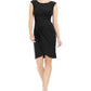 Jessica Howard Women's Cap Sleeve Cowl Neck Above The Knee Sheath Evening Dress Black Size 4 Petite