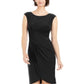 Jessica Howard Women's Cap Sleeve Cowl Neck Above The Knee Sheath Evening Dress Black Size 4 Petite