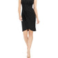 Jessica Howard Women's Cap Sleeve Cowl Neck Above The Knee Sheath Evening Dress Black Size 4 Petite