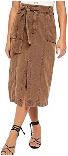 Free People Women's Catching Feelings Midi Skirt Brown Size 6