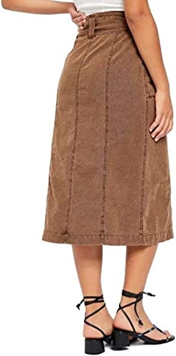 Free People Women's Catching Feelings Midi Skirt Brown Size 6