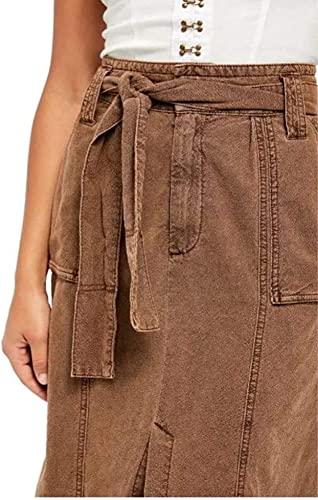 Free People Women's Catching Feelings Midi Skirt Brown Size 6