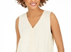 Style & Co Women's Ruffle Hem Tank Crem Size Medium
