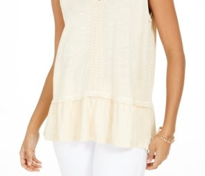 Style & Co Women's Ruffle Hem Tank Crem Size Medium