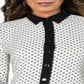 Anne Klein Women's Polka Dot Contrast Trim Button Down Top White Size 4