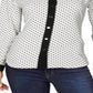 Anne Klein Women's Polka Dot Contrast Trim Button Down Top White Size 4