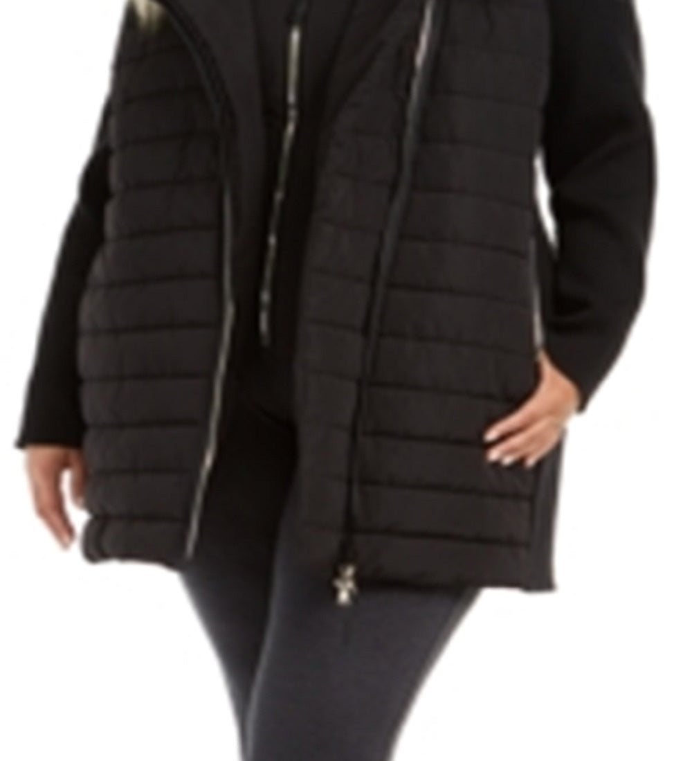 Calvin Klein Women's Faux Fur Trim Puffer Coat Black Size 2X
