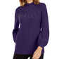 Alfani Women's Beaded Long Sleeve Mock Sweater Purple Size Small