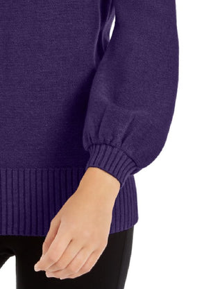 Alfani Women's Beaded Long Sleeve Mock Sweater Purple Size Small