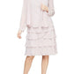 SL Fashions Women's 2 Pc Open Front Jacket & Tiered Fit & Flare Dress White Size 18