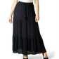 Ultra Flirt Women's Tiered Crinkle Maxi Skirt Black Size Large