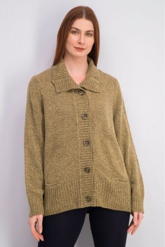 Karen Scott Women's Button Front Shawl Collar Cardigan Brown Size X-Small