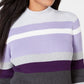 Karen Scott Women's Cotton Striped Ribbed Sweater Purple Size PS/M