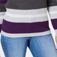 Karen Scott Women's Cotton Striped Ribbed Sweater Purple Size PS/M