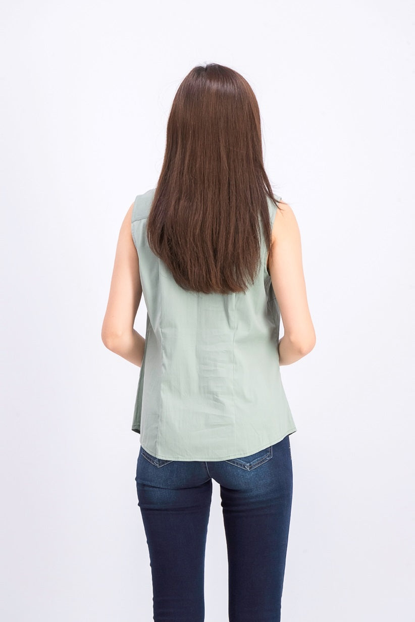 Charter Club Women's Collared Shirt Green Size 14 Petite