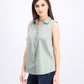 Charter Club Women's Collared Shirt Green Size 14 Petite
