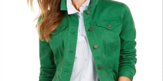 Charter Club Women's Denim Jacket Green Size Medium