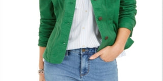 Charter Club Women's Denim Jacket Green Size Medium