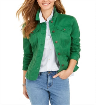 Charter Club Women's Denim Jacket Green Size Medium