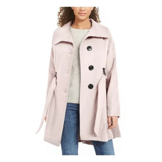 Madden Girl Juniors' Belted Skirted Coat Rose Size XX-Large