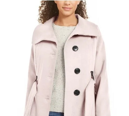 Madden Girl Juniors' Belted Skirted Coat Rose Size XX-Large