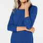 Karen Scott Women's Petite LuX-Smalloft Textured SweaterBlue  Size L