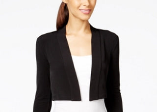 Calvin Klein Women's 3/4 Sleeve Open Cardigan Top Black Size Petite Large