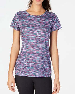 Ideology Women's Keyhole-Back Space-Dyed Top Pink/Green Size X-Small