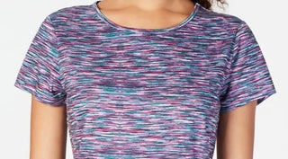 Ideology Women's Keyhole-Back Space-Dyed Top Pink/Green Size X-Small