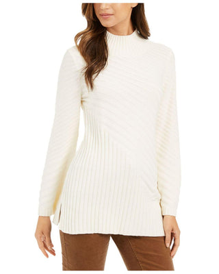 Charter Club Women's Mixed-Stitch Mock-Neck Sweater White Size Small
