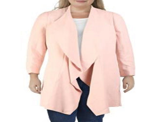 Anne Klein Women's Drapey Open Front Jacket Pink Size 16