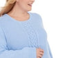 Karen Scott Women's Womens Plus Ribbed Knit Marled Crewneck Sweater Blue Size 1X