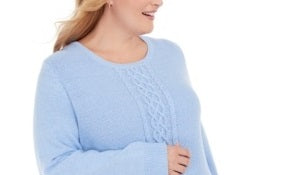 Karen Scott Women's Womens Plus Ribbed Knit Marled Crewneck Sweater Blue Size 1X