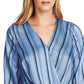 Vince Camuto Women's Striped Office Wear Wrap Top Blue Size Medium
