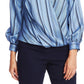 Vince Camuto Women's Striped Office Wear Wrap Top Blue Size Medium